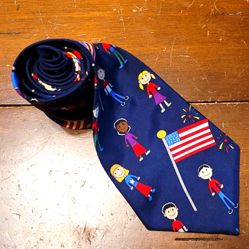 Save The Children Patriotic Flag Silk Tie